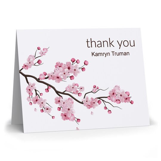 Cherry Blossoms Thank You Folded Note Cards